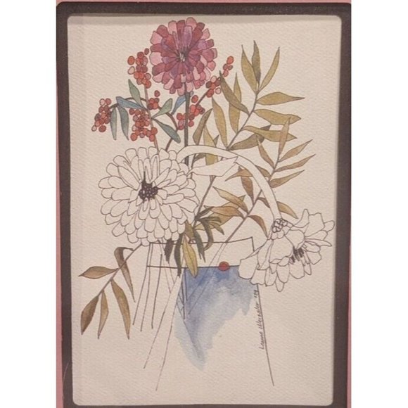 Vtg 70s Leanne Weissler Botanical Lithograph Floral Picture Art 1979 Boho Signed - Picture 4 of 15